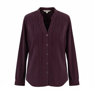 St. John's Bay Deep Purple Button-Down Shirt Size S Cottagecore Corduroy Casual